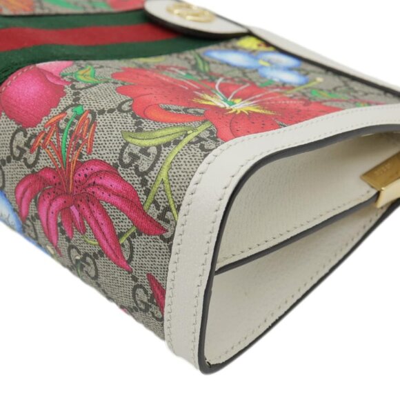 Gucci  Ophidia Web Small GG Floral Canvas Chain Shoulder Bag Off White 503877 - Picture 8 of 13